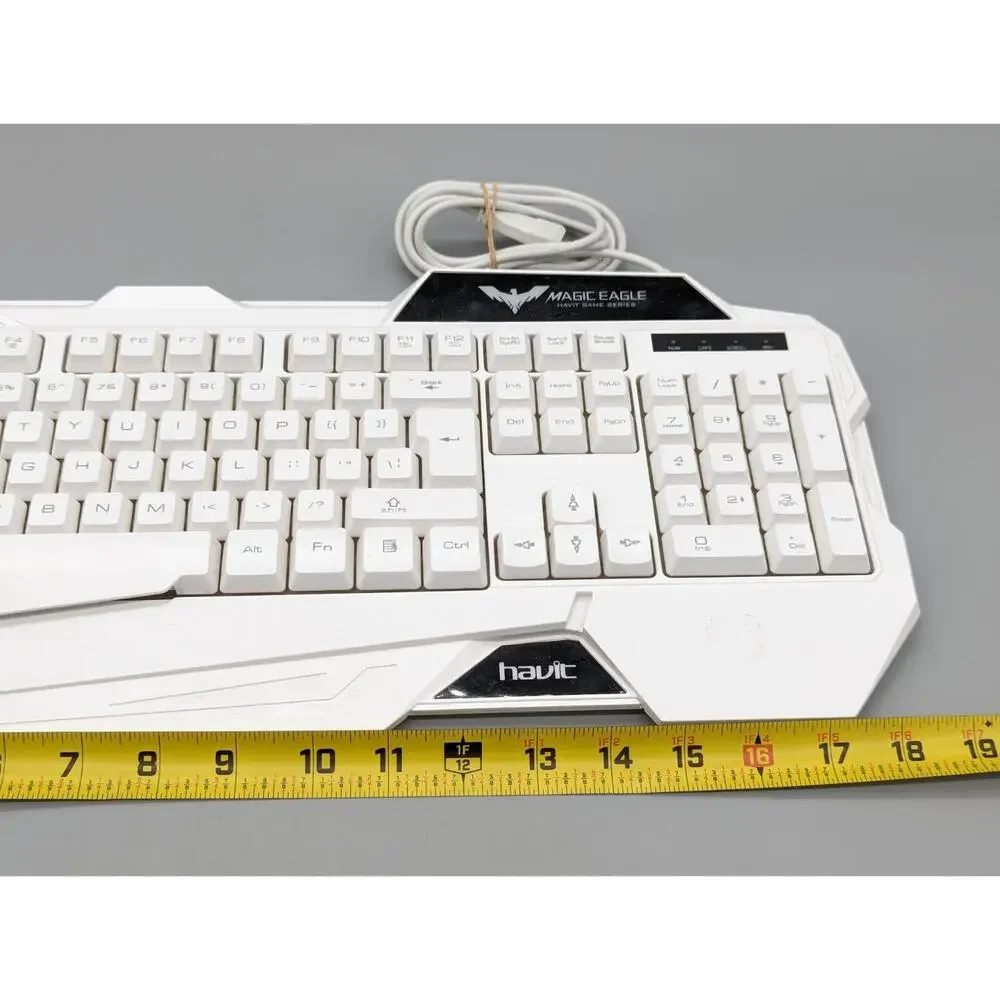 Havic White Keyboard HV-KB558CM Backlit & Lvlup Light Up Pro Gaming Mouse